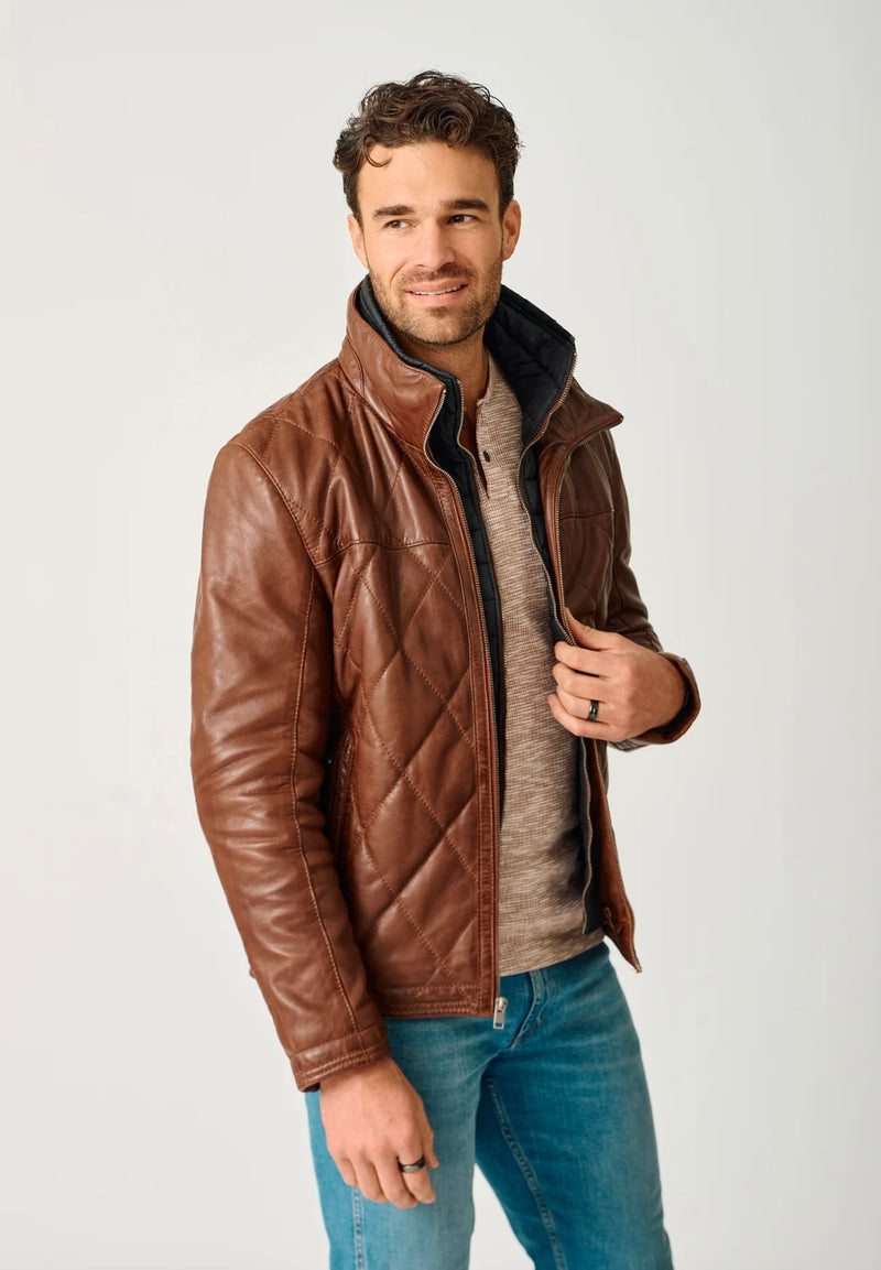 Men’s Quilted Leather Coat