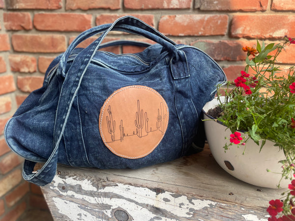 Denim weekender shop bag